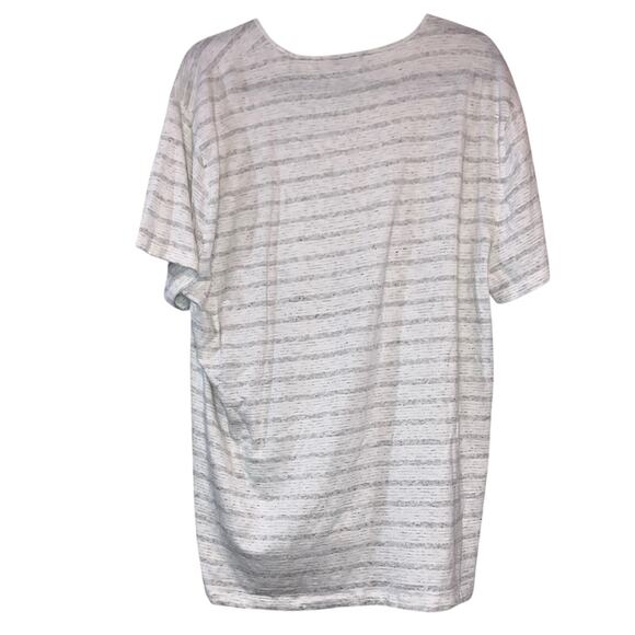 DKNY White & Gray Striped Short Sleeve Tee Shirt - Picture 2 of 6